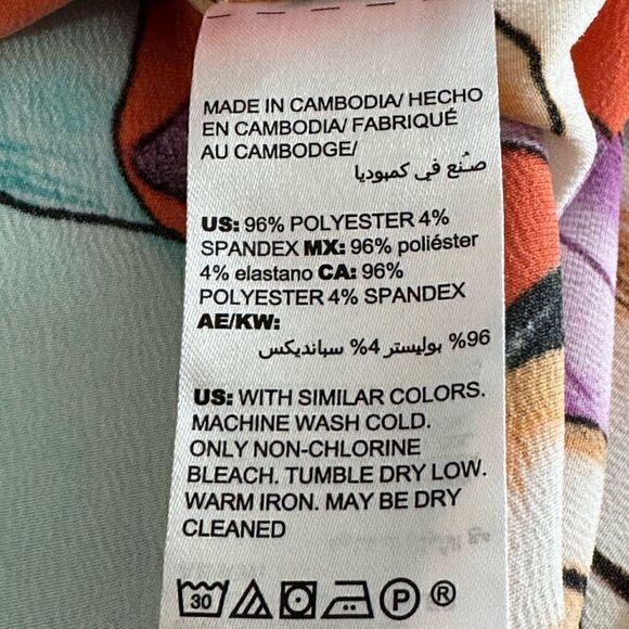 Chico’s Top Womens Sz XL Floral Tropical Iris Print Bateau Neck Blouse colorful - Picture 9 of 11